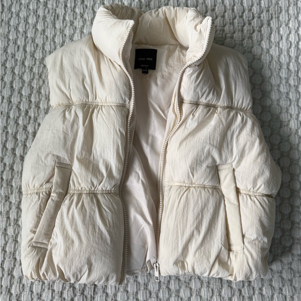 Love Tree Ivory Quilted Vest